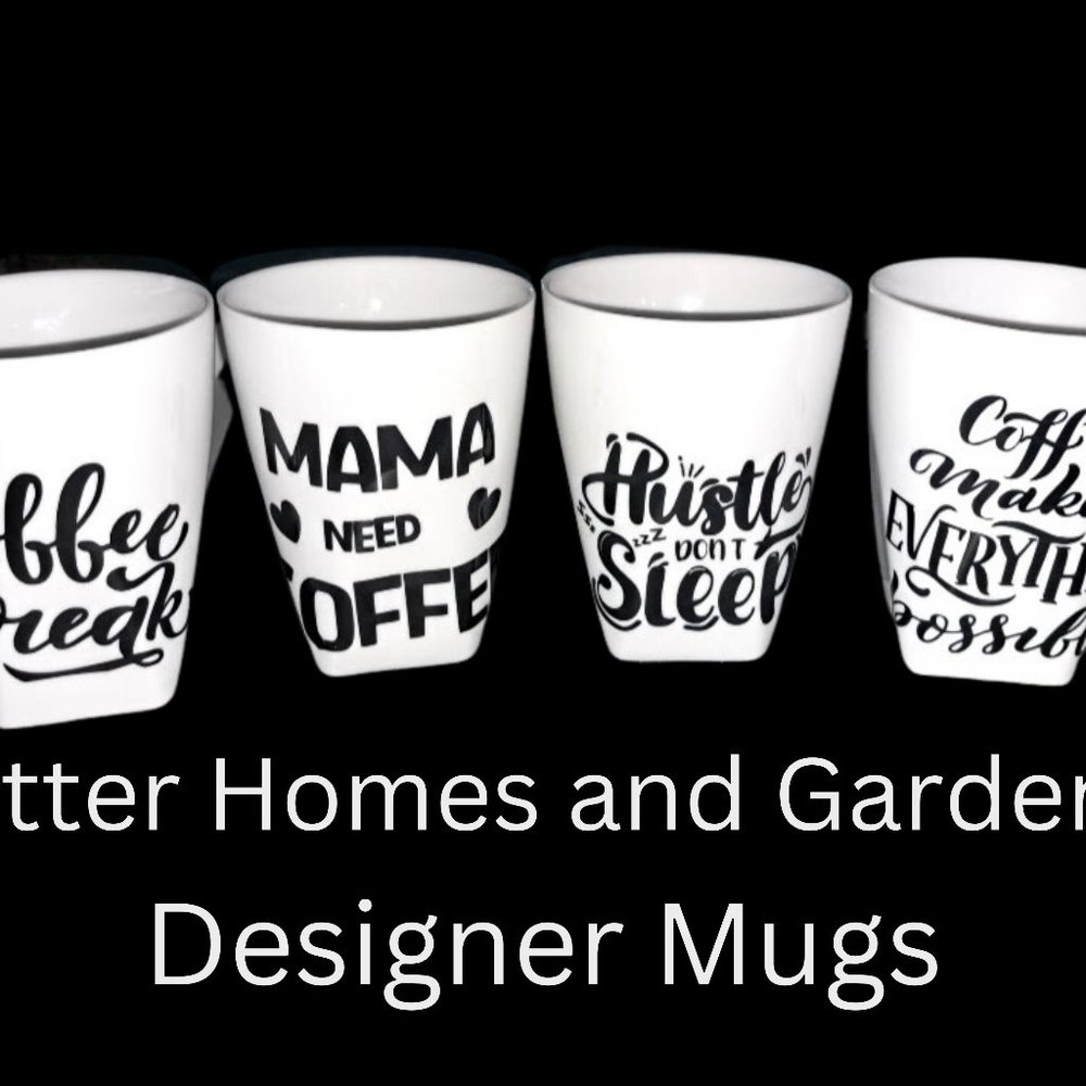 4pc Better Homes & Gardens Custom Graphic Coffee Mug Set